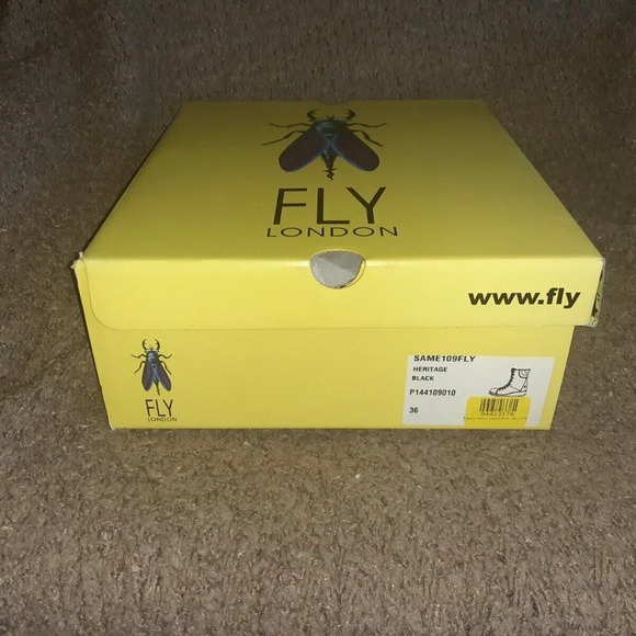 FLY London-SAME-109 FLY-Heritage Black Leather Combat Boots-Side Zip-Sz … - Picture 4 of 14